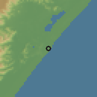 Shaded relief of the 56 km around Torres, drawn from the GMTED2010 grid