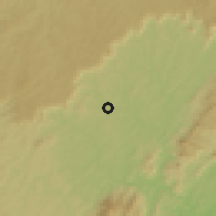 Shaded relief of the 58 km around Ubá, drawn from the GMTED2010 grid