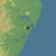 Shaded relief of the 58 km around Vitória, drawn from the GMTED2010 grid