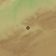 Shaded relief of the 55 km around Beni Bahdel, drawn from the GMTED2010 grid