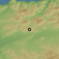 Shaded relief of the 55 km around Beni Rached, drawn from the GMTED2010 grid