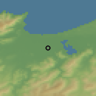 Shaded relief of the 54 km around Ben M'hidi, drawn from the GMTED2010 grid