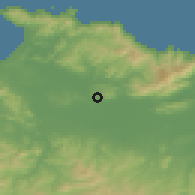 Shaded relief of the 54 km around Berrahal, drawn from the GMTED2010 grid