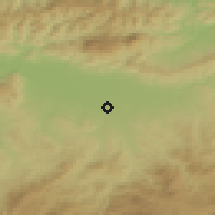 Shaded relief of the 55 km around Bir Ouled Khelifa, drawn from the GMTED2010 grid