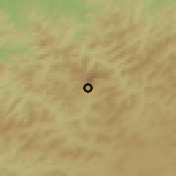 Shaded relief of the 55 km around Bordj Bou Naama, drawn from the GMTED2010 grid