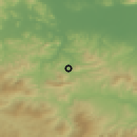 Shaded relief of the 54 km around Bouati Mahmoud, drawn from the GMTED2010 grid