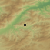 Shaded relief of the 54 km around Bouhamza, drawn from the GMTED2010 grid