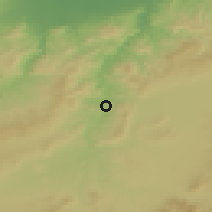 Shaded relief of the 55 km around Bou Hanifia, drawn from the GMTED2010 grid