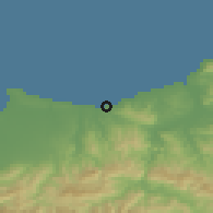 Shaded relief of the 54 km around Boumerdes, drawn from the GMTED2010 grid