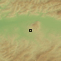 Shaded relief of the 55 km around Bourached, drawn from the GMTED2010 grid