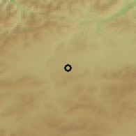 Shaded relief of the 55 km around Bouskene, drawn from the GMTED2010 grid