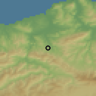 Shaded relief of the 54 km around Chaabet El Ameur, drawn from the GMTED2010 grid