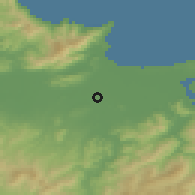 Shaded relief of the 54 km around Chebaita Mokhtar, drawn from the GMTED2010 grid