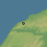 Shaded relief of the 55 km around Abdelmalek Ramdane, drawn from the GMTED2010 grid