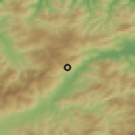 Shaded relief of the 54 km around Chemini, drawn from the GMTED2010 grid
