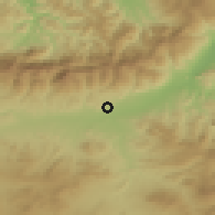 Shaded relief of the 54 km around Chorfa, drawn from the GMTED2010 grid