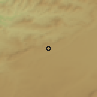 Shaded relief of the 55 km around Dahmouni, drawn from the GMTED2010 grid