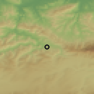 Shaded relief of the 54 km around Djebahia, drawn from the GMTED2010 grid