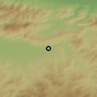 Shaded relief of the 55 km around Djendel, drawn from the GMTED2010 grid
