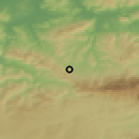 Shaded relief of the 54 km around Draa El Mizan, drawn from the GMTED2010 grid