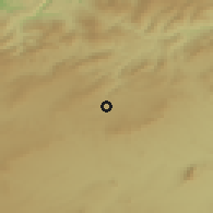 Shaded relief of the 55 km around Drea, drawn from the GMTED2010 grid