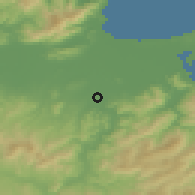 Shaded relief of the 54 km around Drean, drawn from the GMTED2010 grid