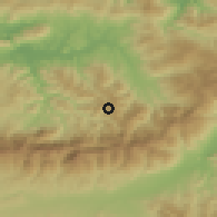 Shaded relief of the 54 km around Ain El Hammam, drawn from the GMTED2010 grid
