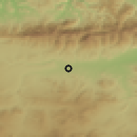 Shaded relief of the 54 km around El Adjiba, drawn from the GMTED2010 grid