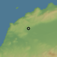 Shaded relief of the 55 km around El Amria, drawn from the GMTED2010 grid