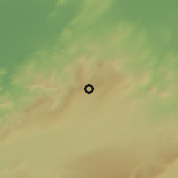 Shaded relief of the 55 km around El Bordj, drawn from the GMTED2010 grid