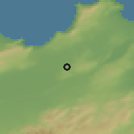 Shaded relief of the 55 km around El Braya, drawn from the GMTED2010 grid