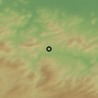 Shaded relief of the 54 km around El Fedjoudj, drawn from the GMTED2010 grid