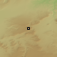 Shaded relief of the 55 km around El Gaada, drawn from the GMTED2010 grid