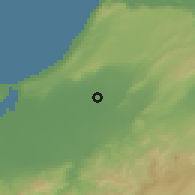 Shaded relief of the 55 km around El Hassiane, drawn from the GMTED2010 grid