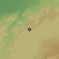 Shaded relief of the 55 km around El Keurt, drawn from the GMTED2010 grid