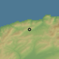 Shaded relief of the 54 km around Abou El Hassen, drawn from the GMTED2010 grid