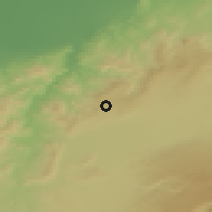 Shaded relief of the 55 km around El Mamounia, drawn from the GMTED2010 grid