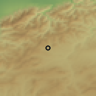 Shaded relief of the 55 km around El Omaria, drawn from the GMTED2010 grid