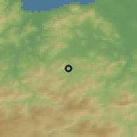 Shaded relief of the 54 km around Es Sebt, drawn from the GMTED2010 grid