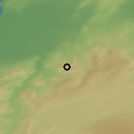 Shaded relief of the 55 km around Ferraguig, drawn from the GMTED2010 grid