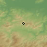 Shaded relief of the 54 km around Guelaat Bou Sbaa, drawn from the GMTED2010 grid