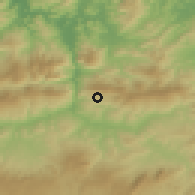 Shaded relief of the 54 km around Hamala, drawn from the GMTED2010 grid
