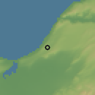 Shaded relief of the 55 km around Hassi Mameche, drawn from the GMTED2010 grid