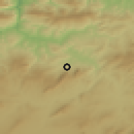 Shaded relief of the 54 km around Ibn Ziad, drawn from the GMTED2010 grid