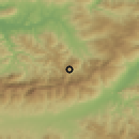 Shaded relief of the 54 km around Iferhounene, drawn from the GMTED2010 grid