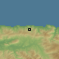 Shaded relief of the 54 km around Iflissen, drawn from the GMTED2010 grid