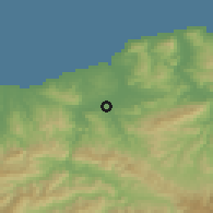 Shaded relief of the 54 km around Isser, drawn from the GMTED2010 grid