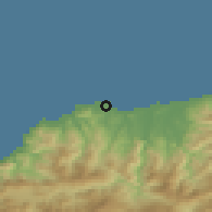 Shaded relief of the 54 km around Jijel, drawn from the GMTED2010 grid