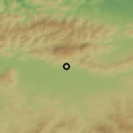 Shaded relief of the 55 km around Khemis Miliana, drawn from the GMTED2010 grid