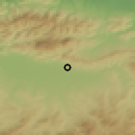 Shaded relief of the 55 km around Ain Soltane, drawn from the GMTED2010 grid